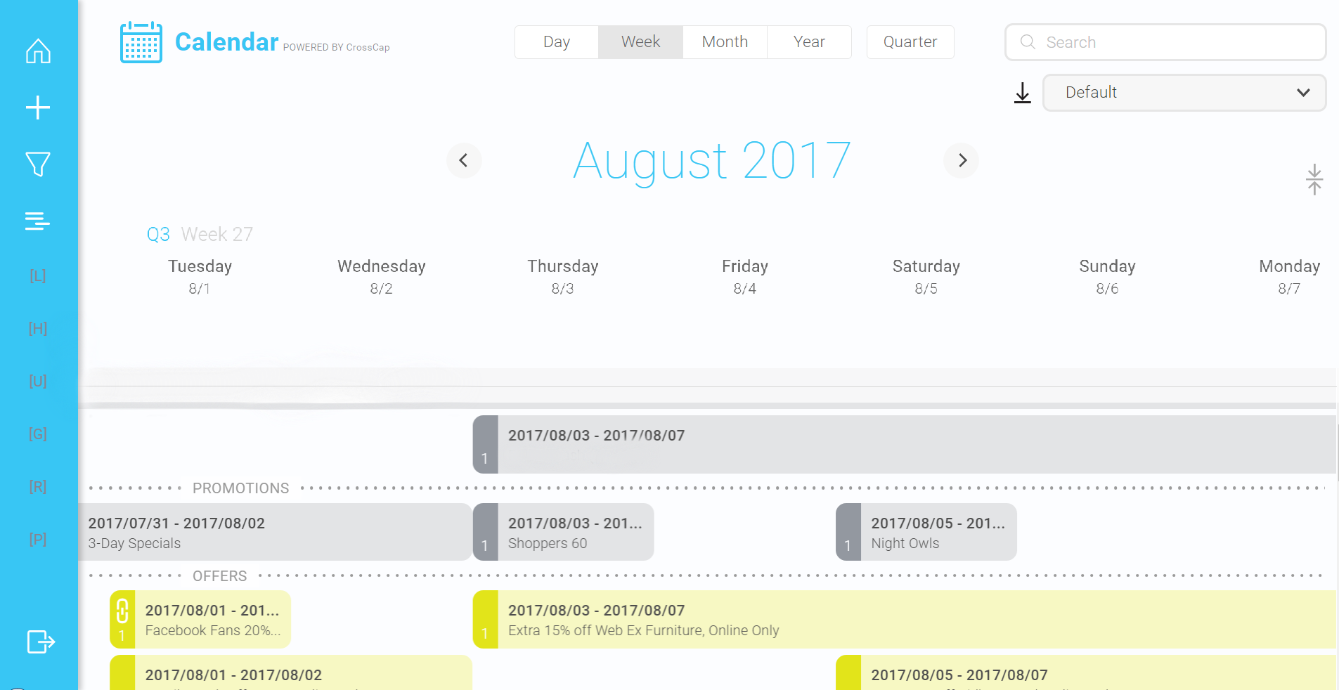 CrossCap Omni-channel Marketing Plan: Marketing Calendar
